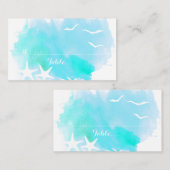 Aqua waterverf, zeesterren strand bruiloft plaats  plaatskaartje (Voorkant / Achterkant)