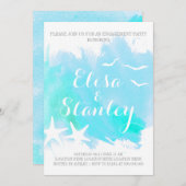 Aqua waterverf, zetvis bruiloft verlofpartij kaart (Voorkant / Achterkant)