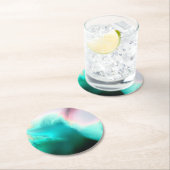 Aqua Wave Abstract Art Paper Onderzetter (Insitu)