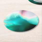 Aqua Wave Abstract Art Paper Onderzetter (Gebogen)