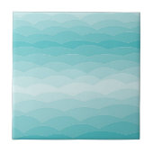 Aqua Wave Gradiënt | Modern Oceaangebied Patroon Tegeltje (Voorkant)