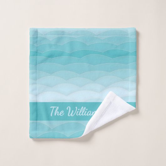 Aqua Wave Gradient | Modern Ocean Pattern Bad Handdoek (Wasdoekje)