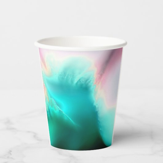 Aqua Wave Print Paper cup Papieren Bekers (Voorkant)