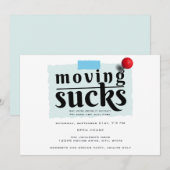 Aqua We verplaatsen Modern Funny Farewell Party Kaart (Voorkant / Achterkant)