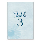 Aqua Wedding Daisy Table Number Kaart (Voorkant)