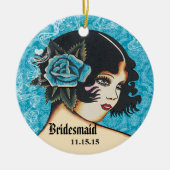 Aqua Wedding Gown Bridesmaid Kerstornament Keramisch Ornament (Voorkant)