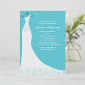 Aqua Wedding Gown Vrijgezellenfeest Kaart (Staand voorkant)