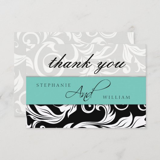 Aqua Wedding Hartelijk dank Bedankkaart (Voorkant / Achterkant)