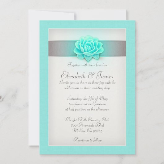Aqua Wedding Invitations Kaart (Voorkant)