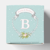 Aqua Wedding Voor doos Uw Foto Monogram Namen Bedankdoosjes (Bovenkant)