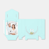 Aqua Wedding Voor doos Uw Foto Monogram Namen Bedankdoosjes (Uitgevouwen)