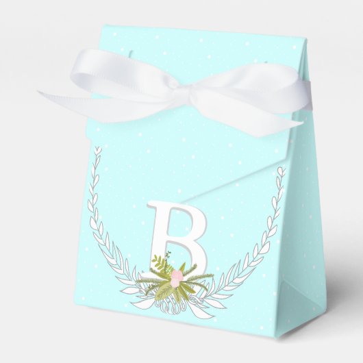 Aqua Wedding Voor doos Uw Foto Monogram Namen Bedankdoosjes (Voorkant Zijde)