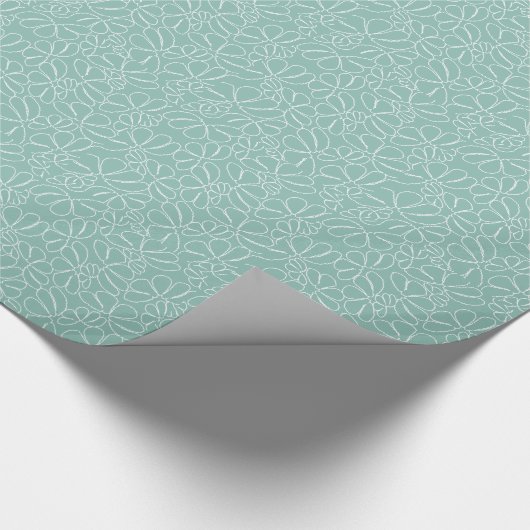 Aqua Whimsical Ikat Floral Petal Doodle Pattern Cadeaupapier (Hoek)
