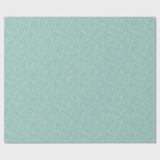 Aqua Whimsical Ikat Floral Petal Doodle Pattern Cadeaupapier (Vlak)