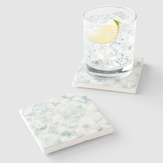 Aqua White Abstract Stenen Onderzetter (Zijkant)