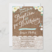 Aqua White Baptism en 1st Birthday Invites Kaart (Voorkant)