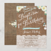 Aqua White Baptism en 1st Birthday Invites Kaart (Voorkant / Achterkant)