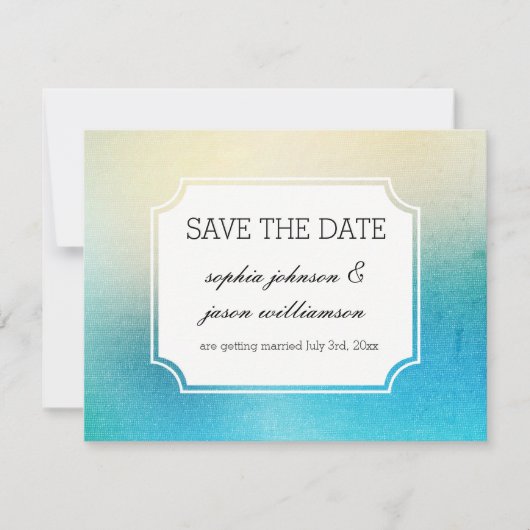 Aqua White bewaar de datum Save The Date (Voorkant)