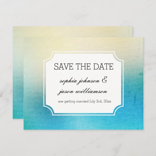 Aqua White bewaar de datum Save The Date (Voorkant / Achterkant)