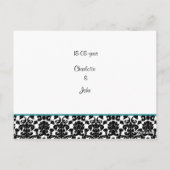 Aqua White Black Damask Wedding Invitations Briefkaart (Achterkant)