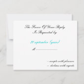Aqua White Black Damask Wedding Invitations RSVP Kaartje (Achterkant)