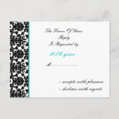 Aqua White Black Damask Wedding Invitations Uitnodiging Briefkaart (Achterkant)