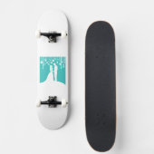 Aqua & White Bride and Groom Wedding Silhouettes Skateboard (Voorkant)