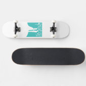 Aqua & White Bride and Groom Wedding Silhouettes Skateboard (Horizontaal)