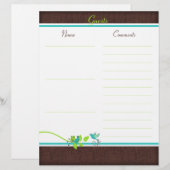Aqua, White, Brown, Green Birds Guest Book Paper (Voorkant / Achterkant)