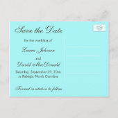 Aqua White Brown Striped Damask Save the Date Kaar Aankondigingskaart (Achterkant)