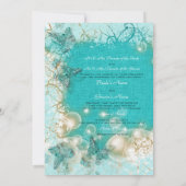 Aqua White bruiloft verloving verjaart Kaart (Achterkant)