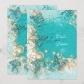 Aqua White bruiloft verloving verjaart Kaart (Voorkant / Achterkant)