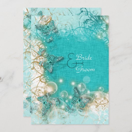 Aqua White bruiloft verloving verjaart Kaart (Voorkant / Achterkant)