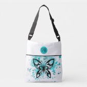 Aqua White Butterfly Canvas tas (Voorkant)