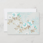 AQUA WHITE CHERRY BLOSSOM BEWAREN DE DATUM RSVP KAARTJE (Achterkant)