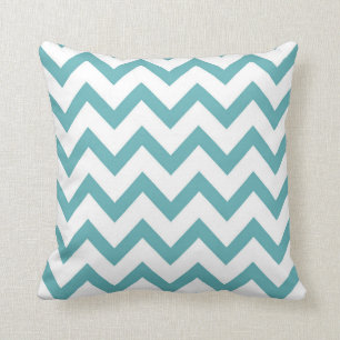 Aqua White Chevron Kussen