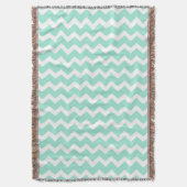 Aqua White Chevron Pattern Throw Blanket Deken (Voorkant Verticaal)