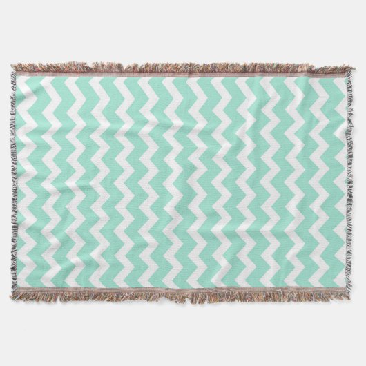 Aqua White Chevron Pattern Throw Blanket Deken (Voorkant)