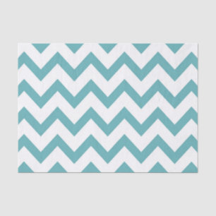 Aqua White Chevron Tissuepapier