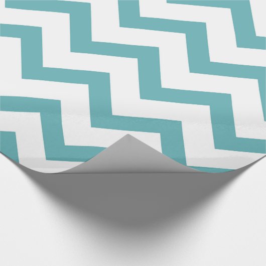 Aqua White Chevron Vrijgezellenfeest Cadeaupapier (Hoek)