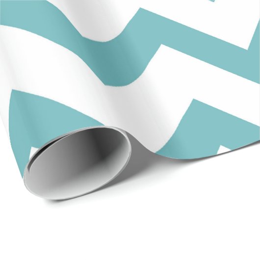 Aqua White Chevron Vrijgezellenfeest Cadeaupapier (Rol Hoek)