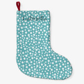 Aqua White Confetti Stippen Kleine Kerstsok (Voorkant)