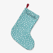 Aqua White Confetti Stippen Kleine Kerstsok (Voorkant (Hangend))