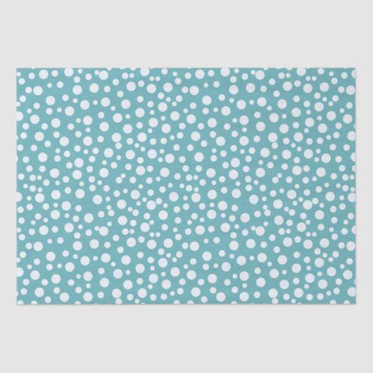 Aqua White Confetti Stippen Tissuepapier (Voorkant)