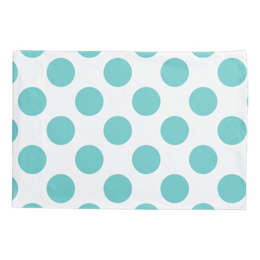 Aqua White Cute Polka Dots Kussensloop (Achterkant)