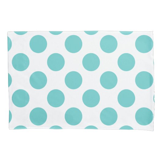 Aqua White Cute Polka Dots Kussensloop (Voorkant)