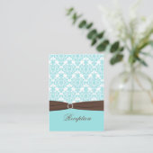 Aqua, White Damask met Brown Enclosure Kaart (Staand voorkant)