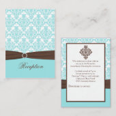 Aqua, White Damask met Brown Enclosure Kaart (Voorkant / Achterkant)
