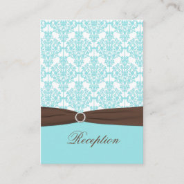 Aqua, White Damask met Brown Enclosure Kaart