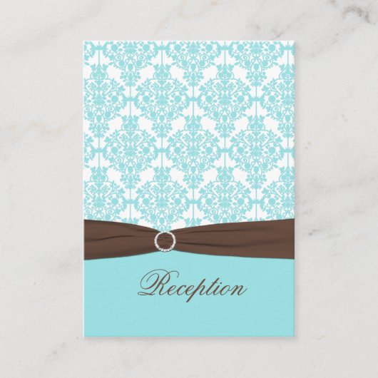 Aqua, White Damask met Brown Enclosure Kaart (Voorkant)